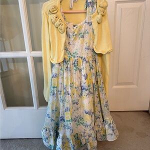 Janie and Jack Yellow Floral Dress with sweater